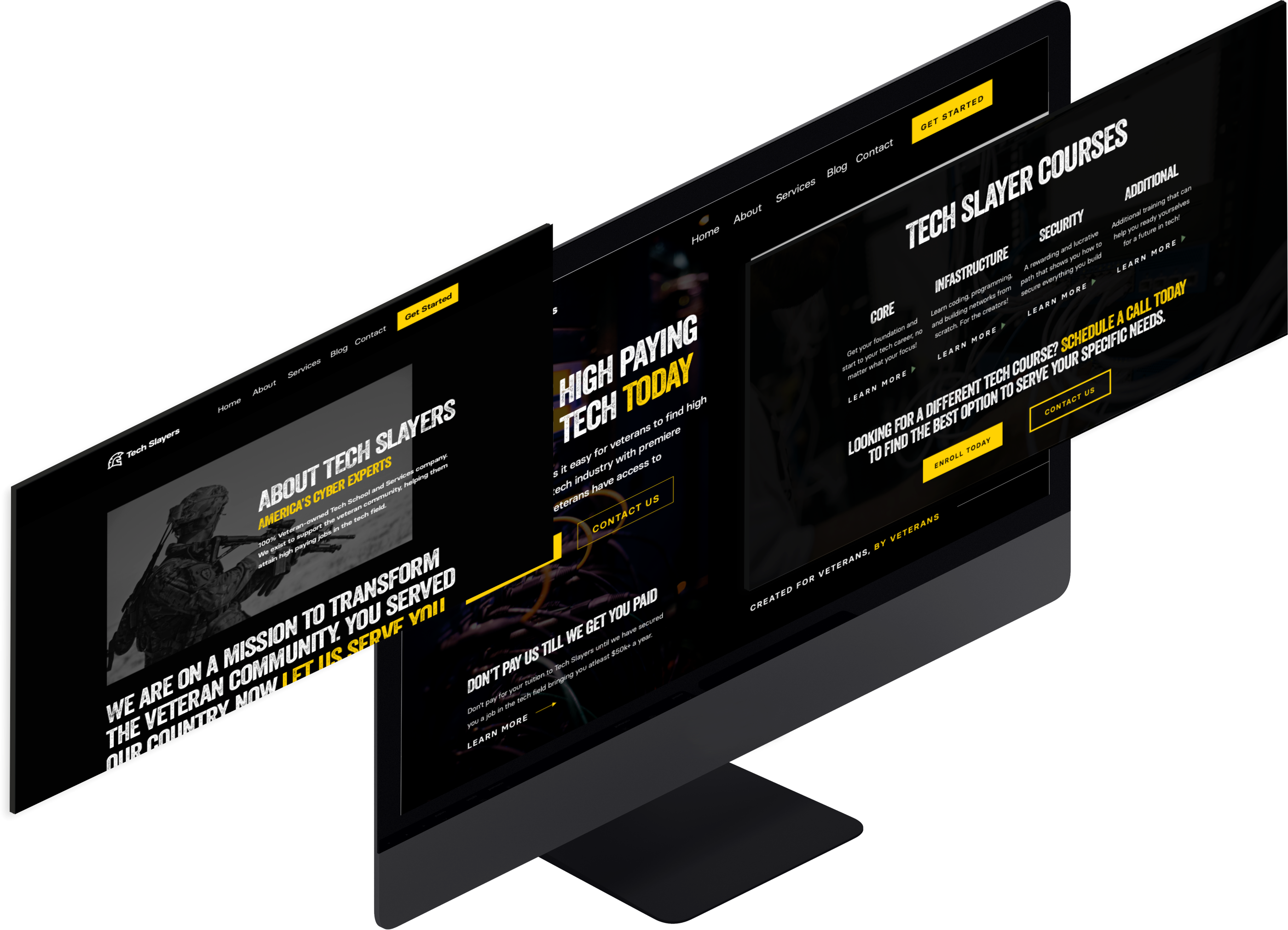 Tech Slayers — desktop monitors mockup